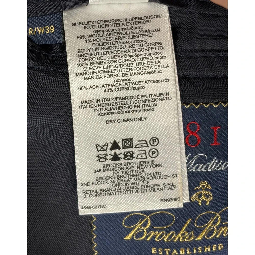 Brooks Brothers Vitale Barberis Canonico Suit Mens 44R W39 Navy Pinstripe Wool